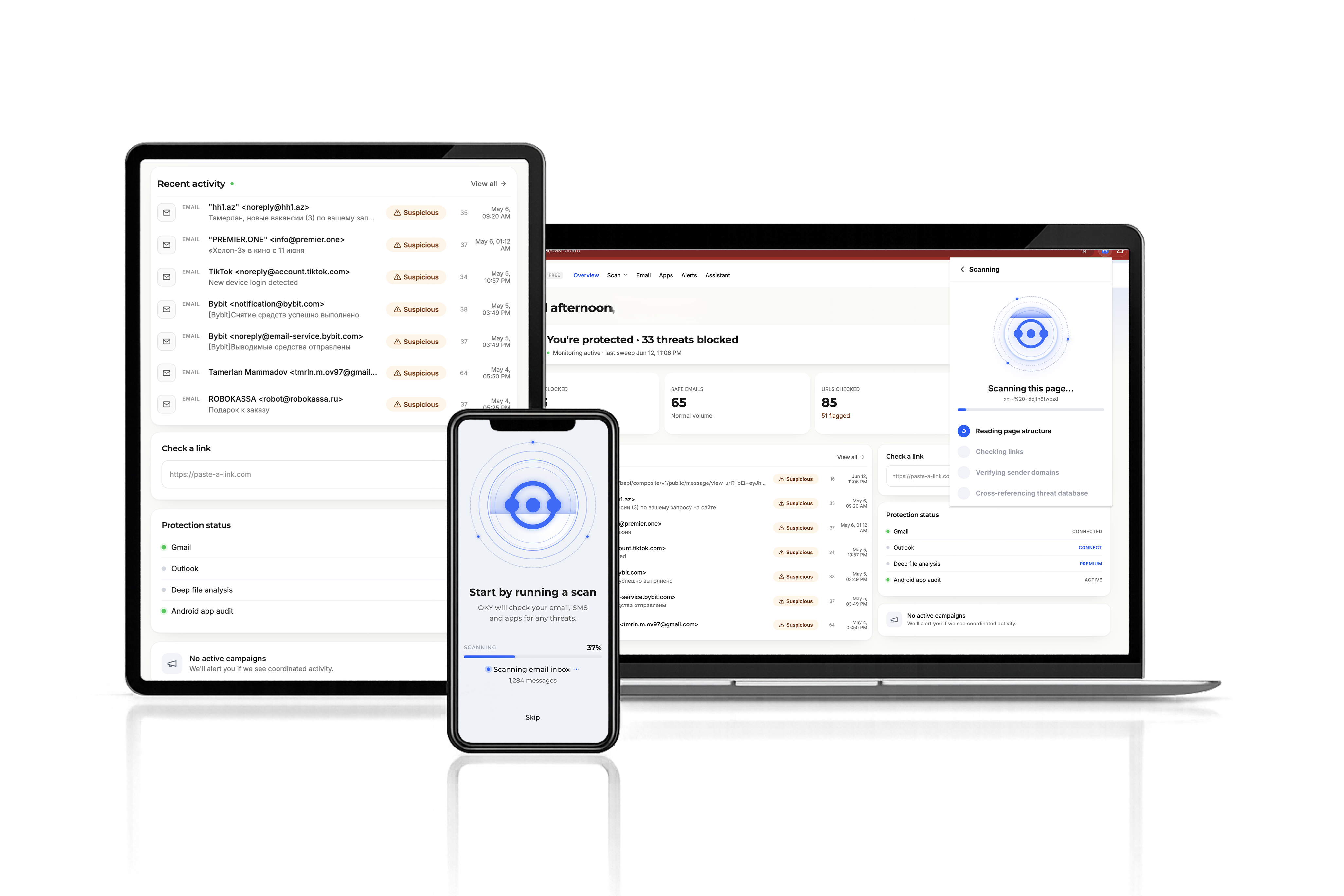 OKY on laptop, tablet and phone